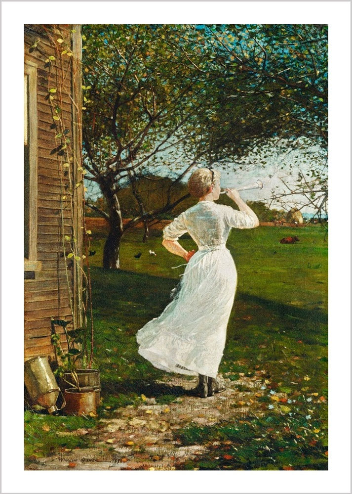 Winslow Homer | The Dinner Horn, Blowing the Horn at Seaside (1870)