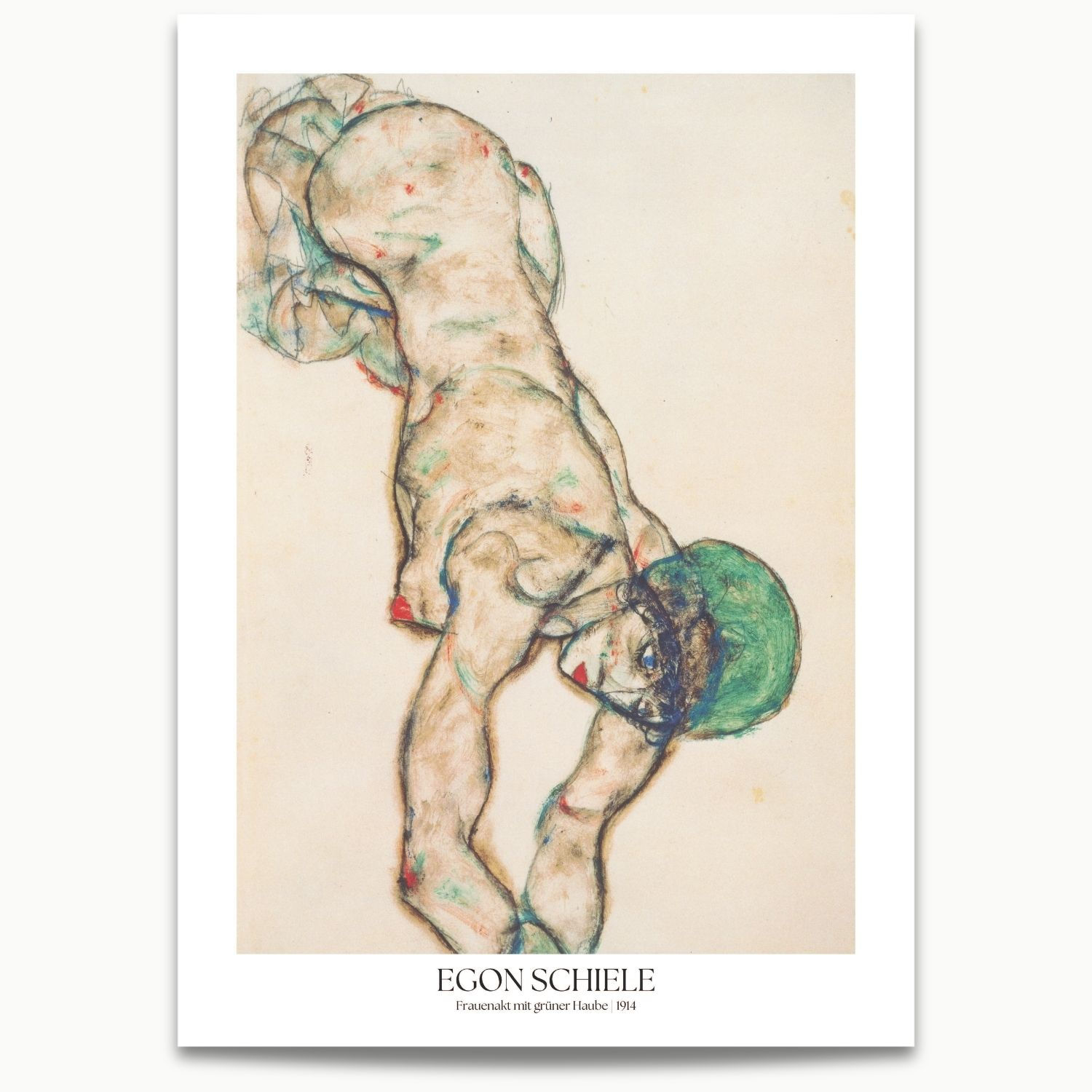 Egon Schiele | Female Nude with Green Hood (1914) No.2