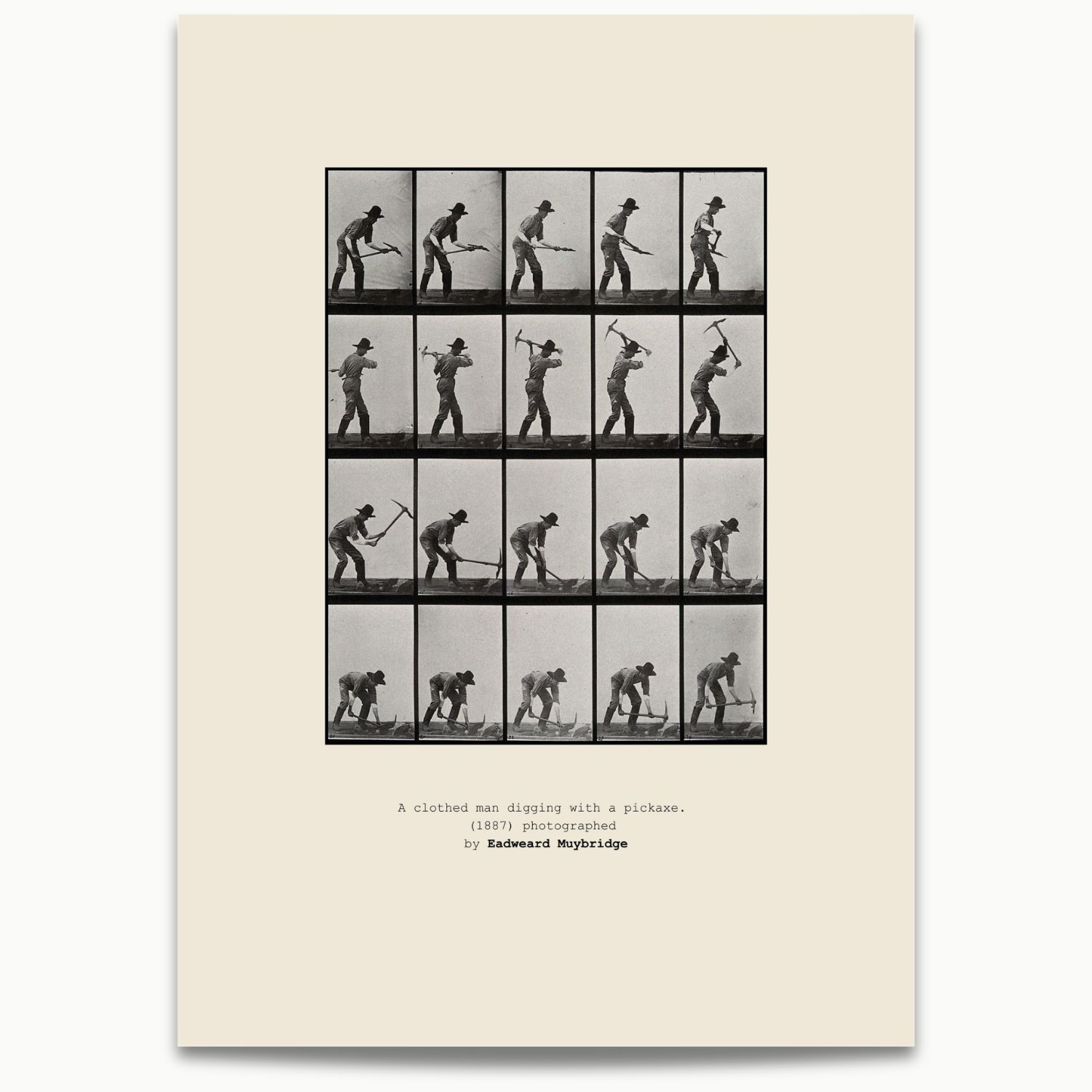Eadweard Muybridge | A Clothed Man Digging with a Pickaxe (1887)