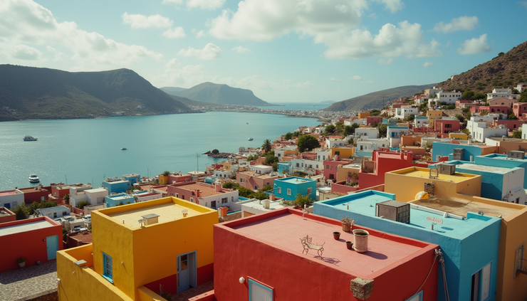 High angle view of colorful houses in Bo-Kaap neighborhood