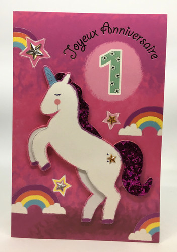 Carte D'anniversaire 1er Anniversaire Pour Fille – Gâteau Licorne