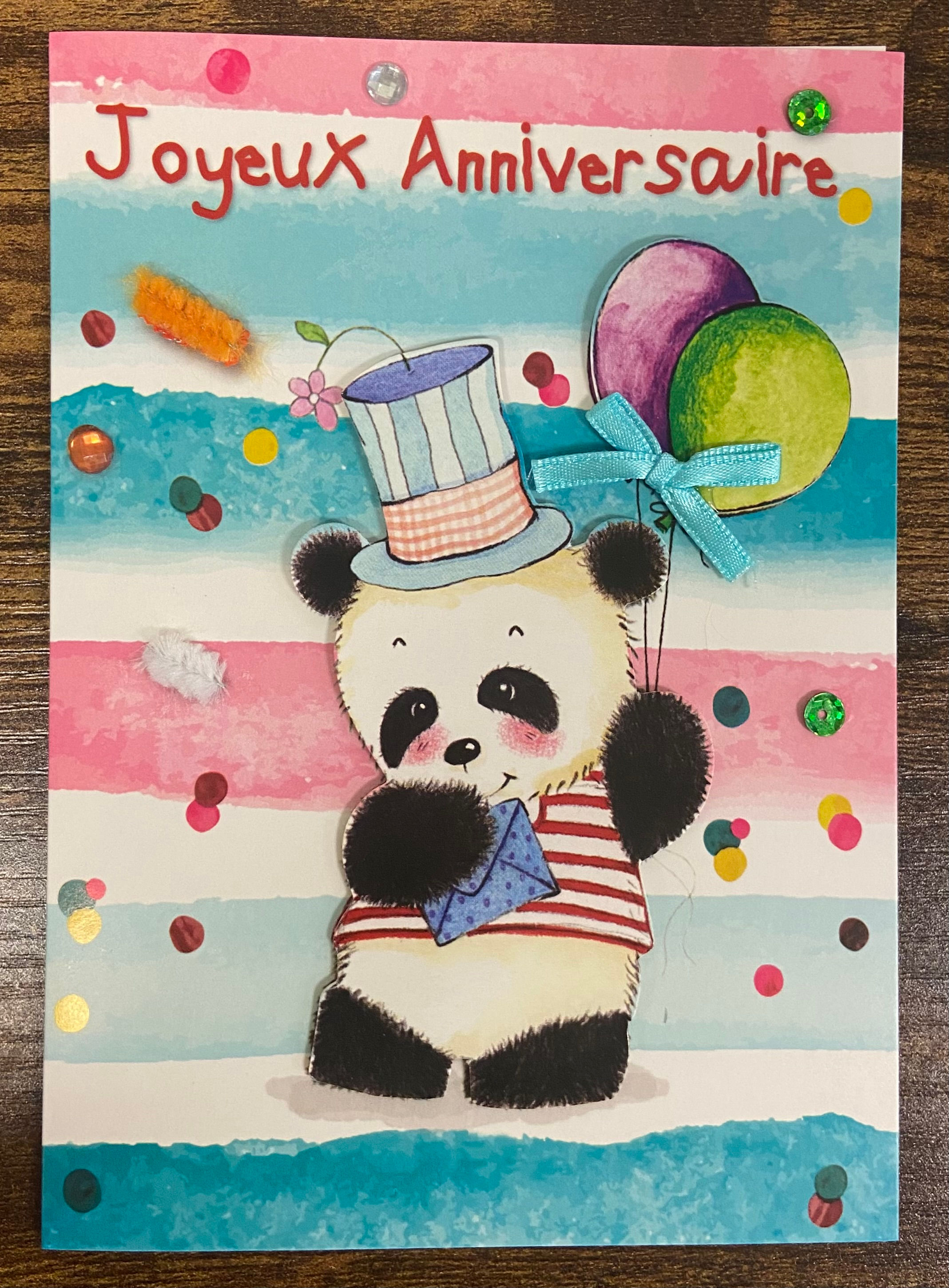 Carte joyeux anniversaire Panda