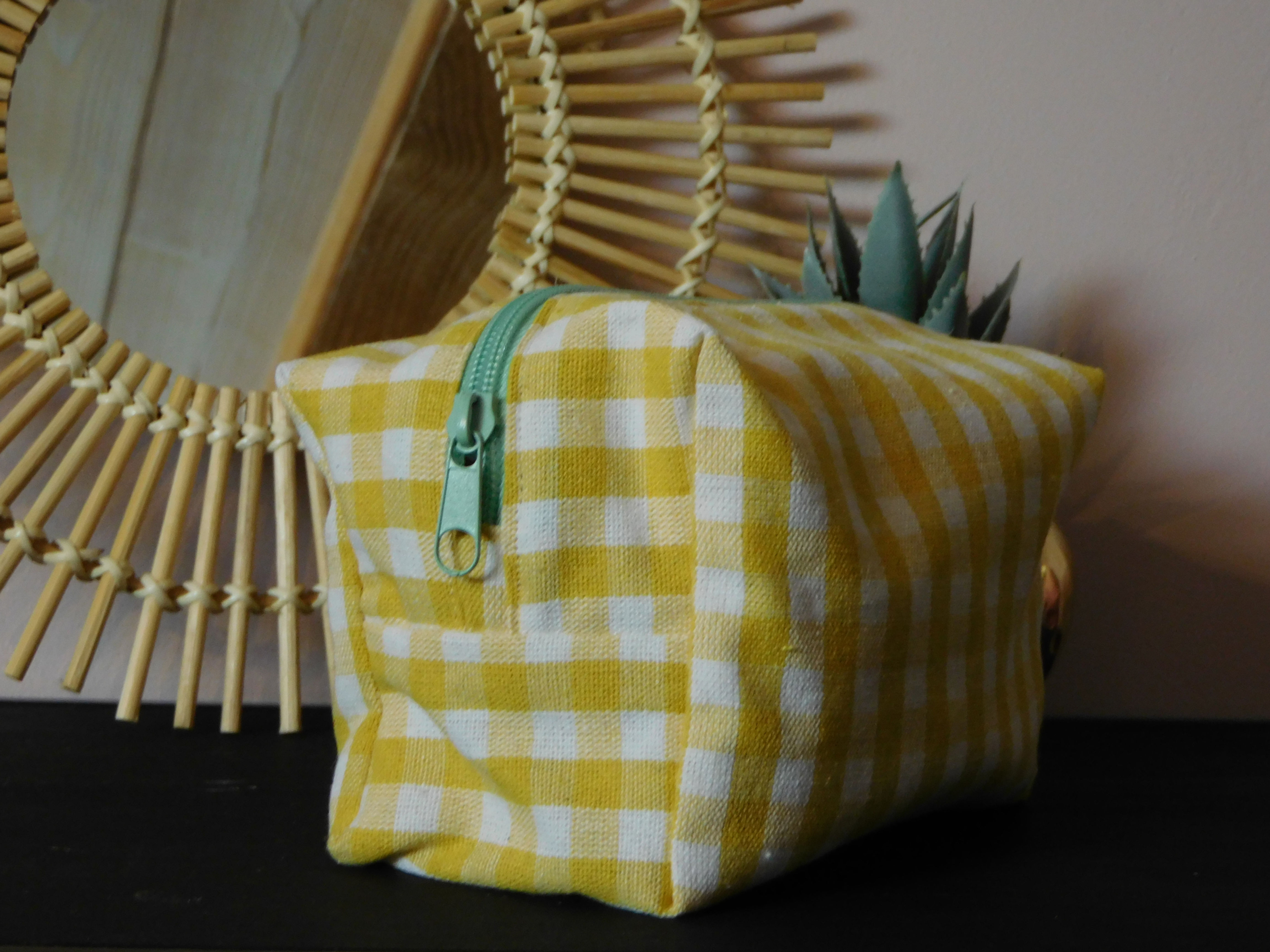 Trousse de toilette - vichy jaune