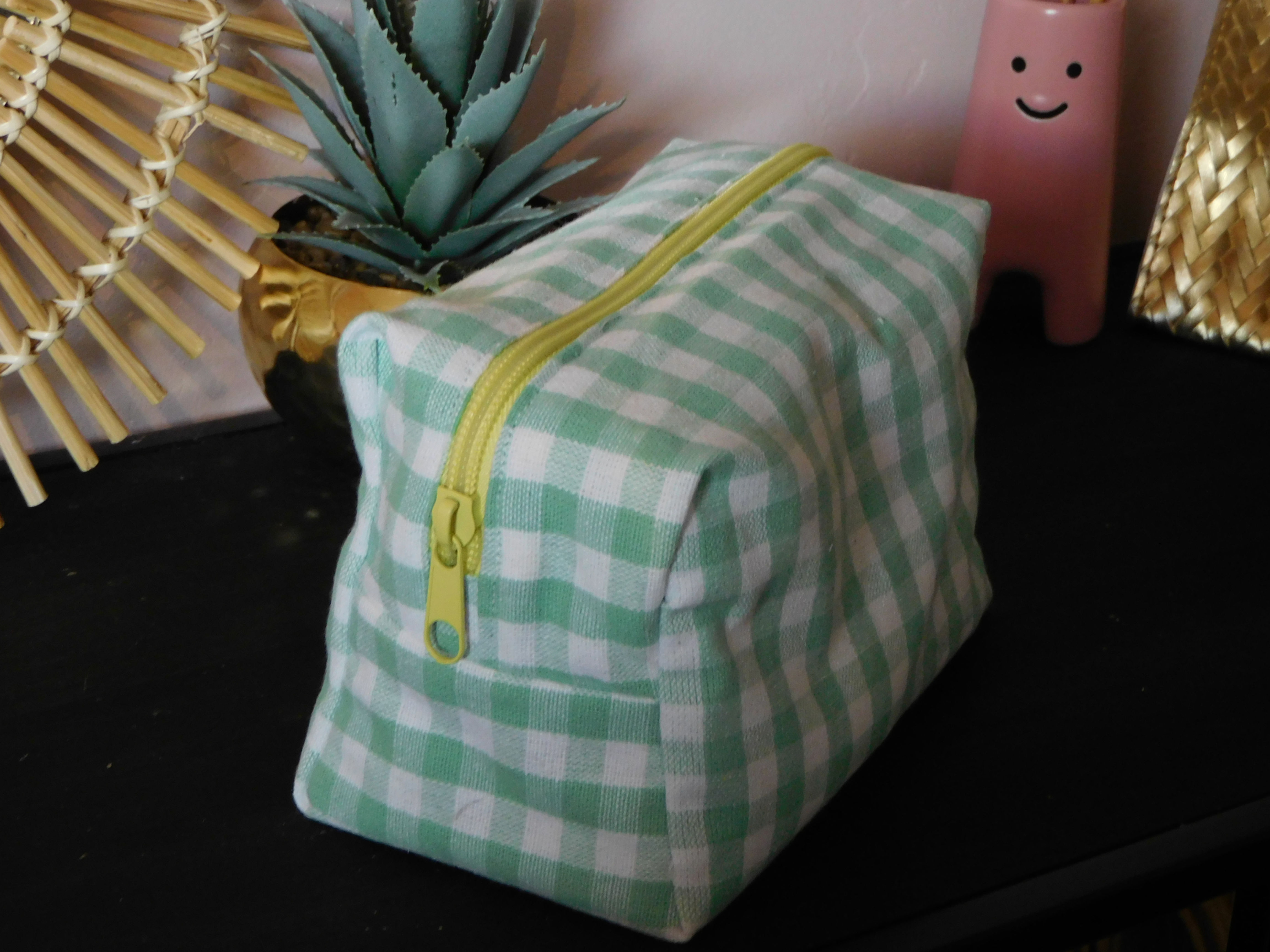 Trousse de toilette - vichy turquoise