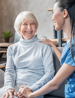 Caregiver supporting senior health and recovery