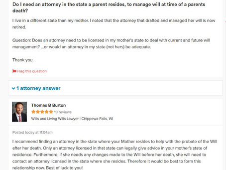 Q&A Series: Do I Need an Attorney in State Where Parent Resides, to Manage Will at Time of a Par