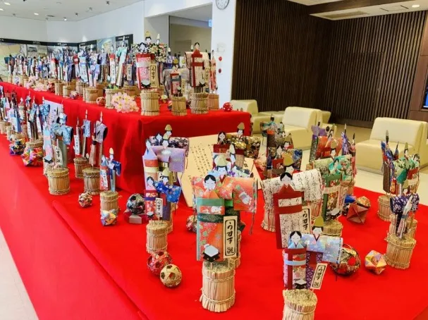 Paper Hina dolls displayed in Usuki, Oita during the Hina Festival