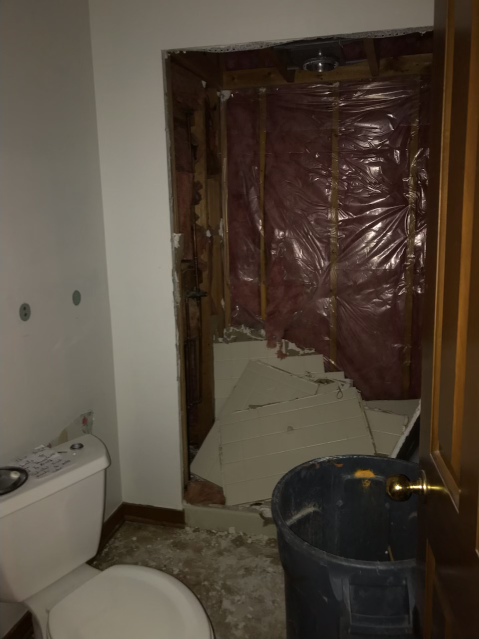 Demolition of primary shower area