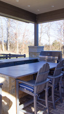 Center island with honed granite top