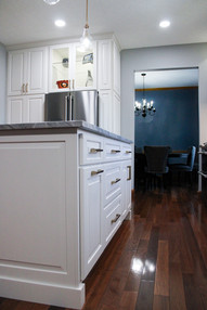 View to dining room featuring LED recessed lighting