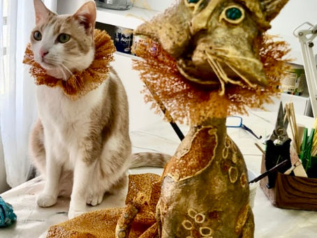 Cat wearing funny collar