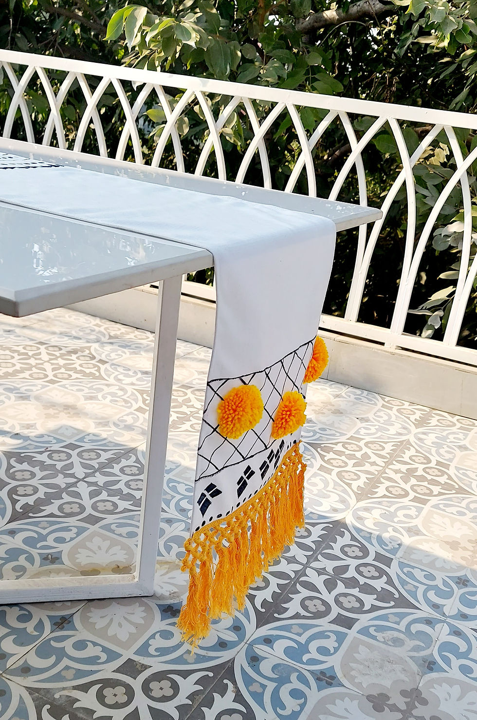 Thumbnail: Boho Chic Yellow Table Runner with Soft and Lightweight Texture