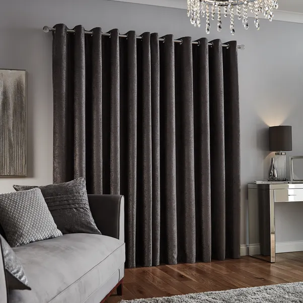 Chenille Dark Grey Solid Curtain made from high GSM premium fabric.