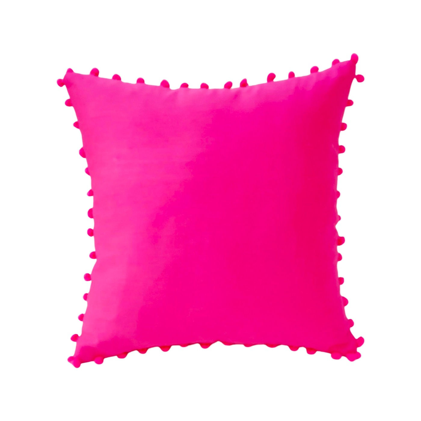 Hot pink pom pom lace cushion cover