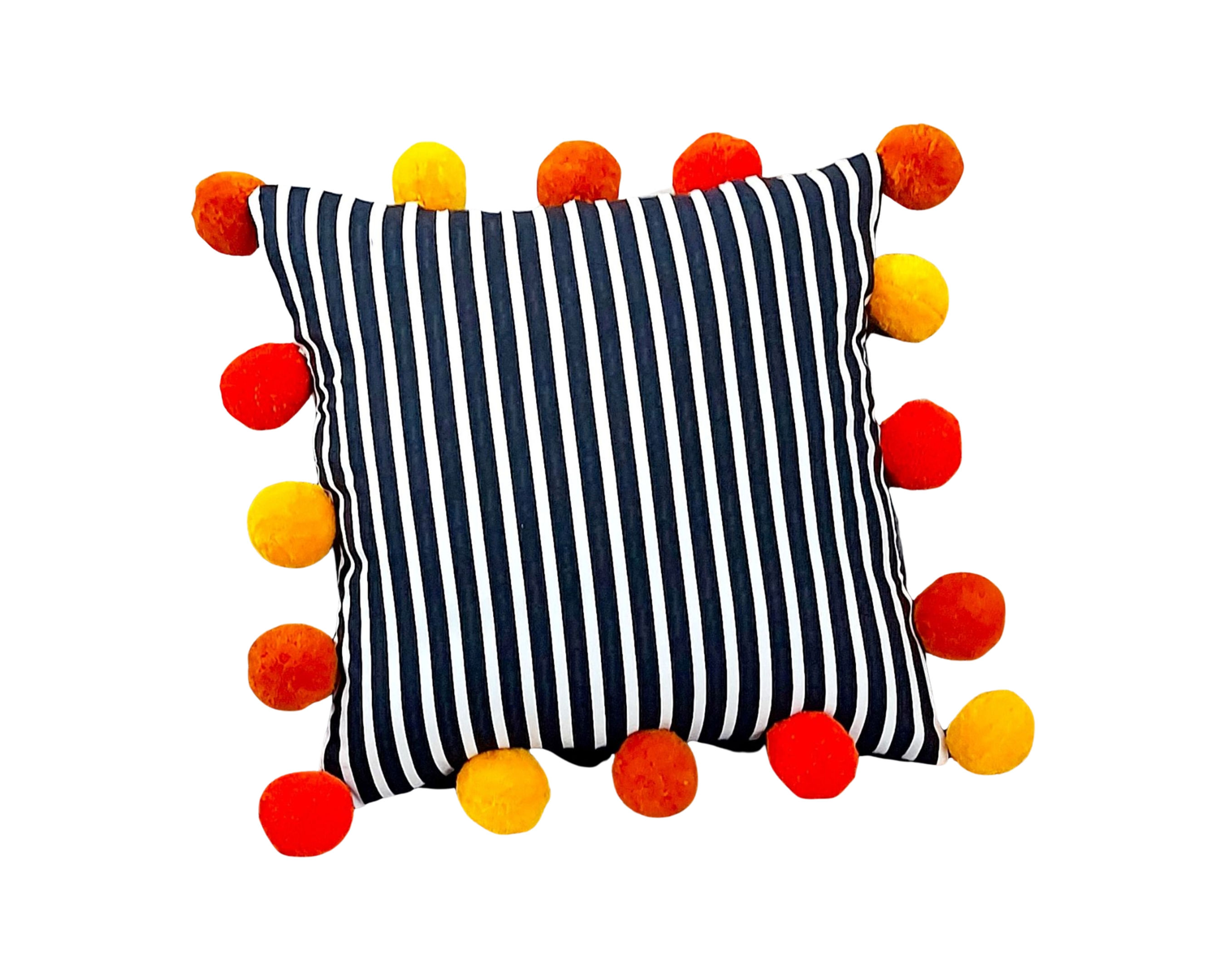 Sunshine Striped Pom Pom Cushion Cover