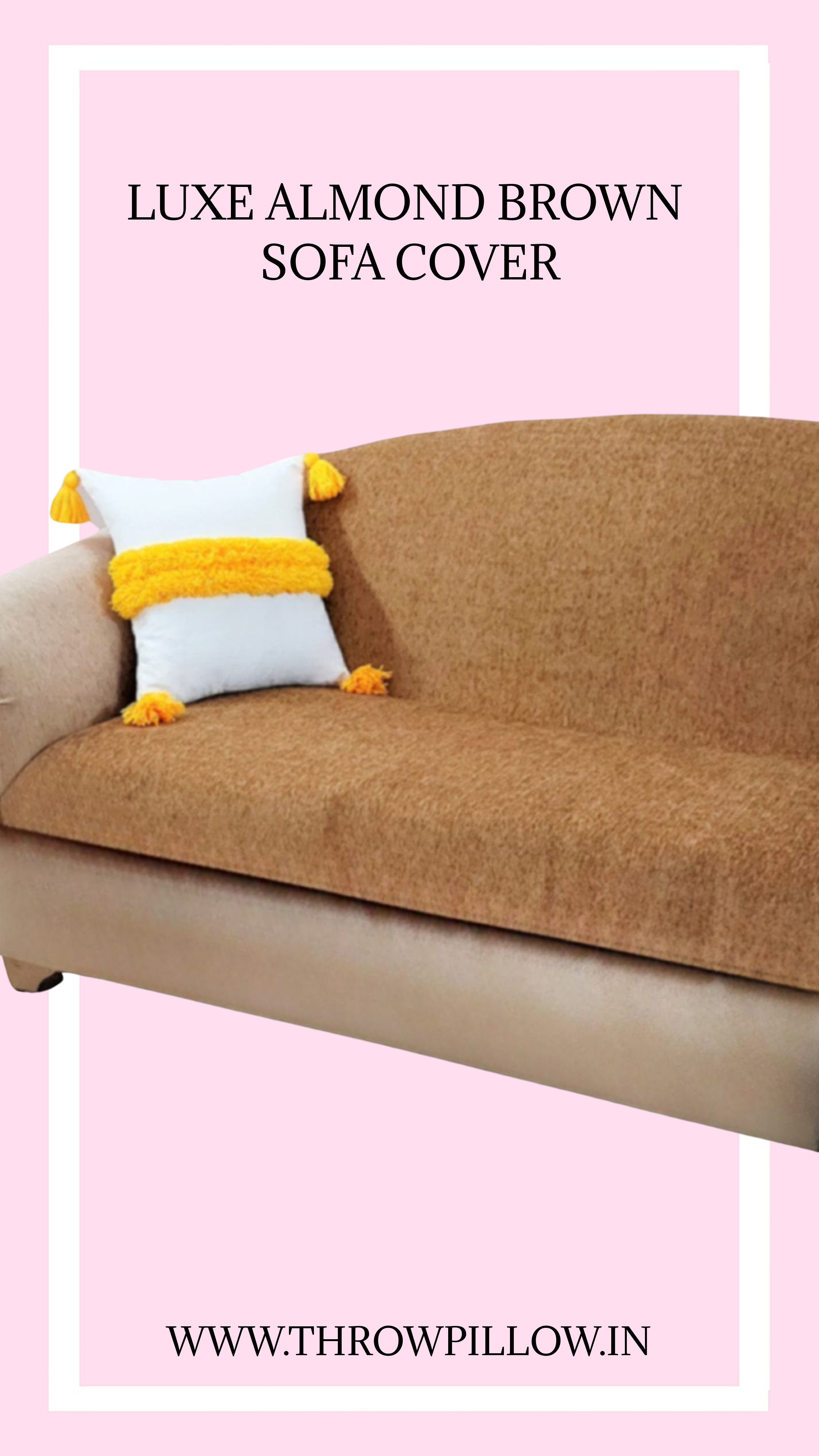 Luxe Anti Slip Almond Brown Corner L Shape Sofa Cover