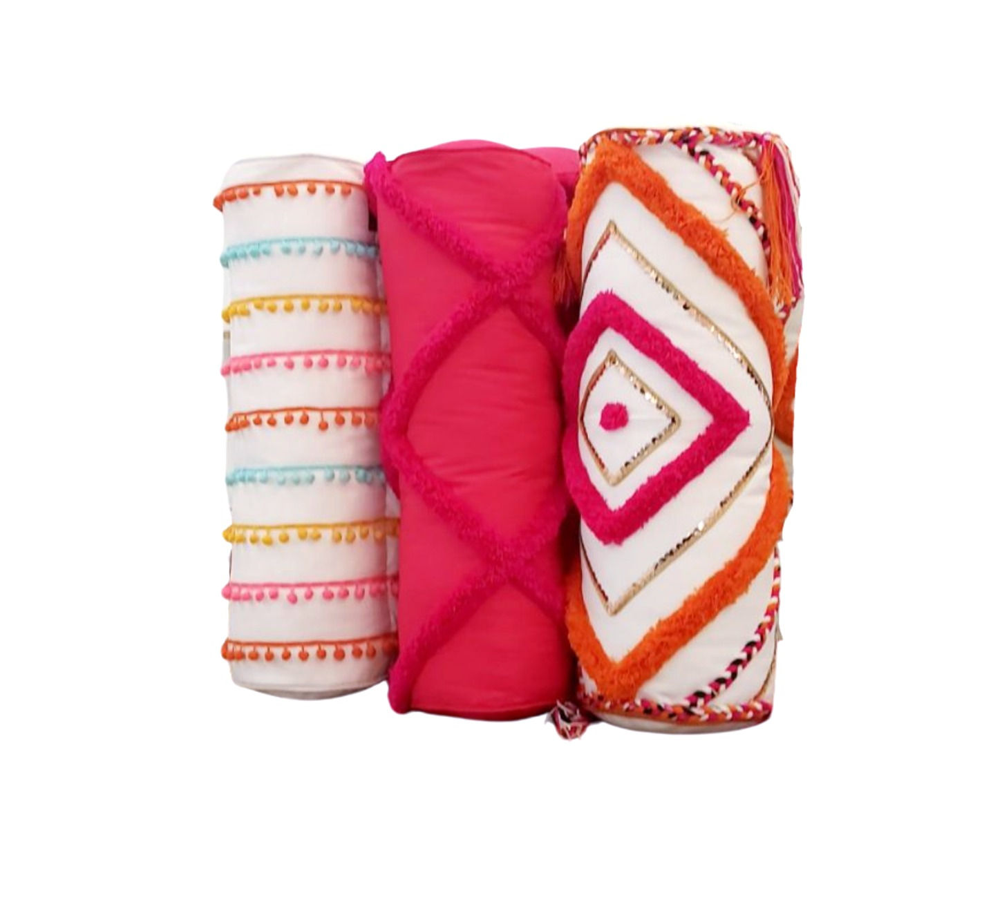Premium decor fabric cushion cover with handmade multicolor lace