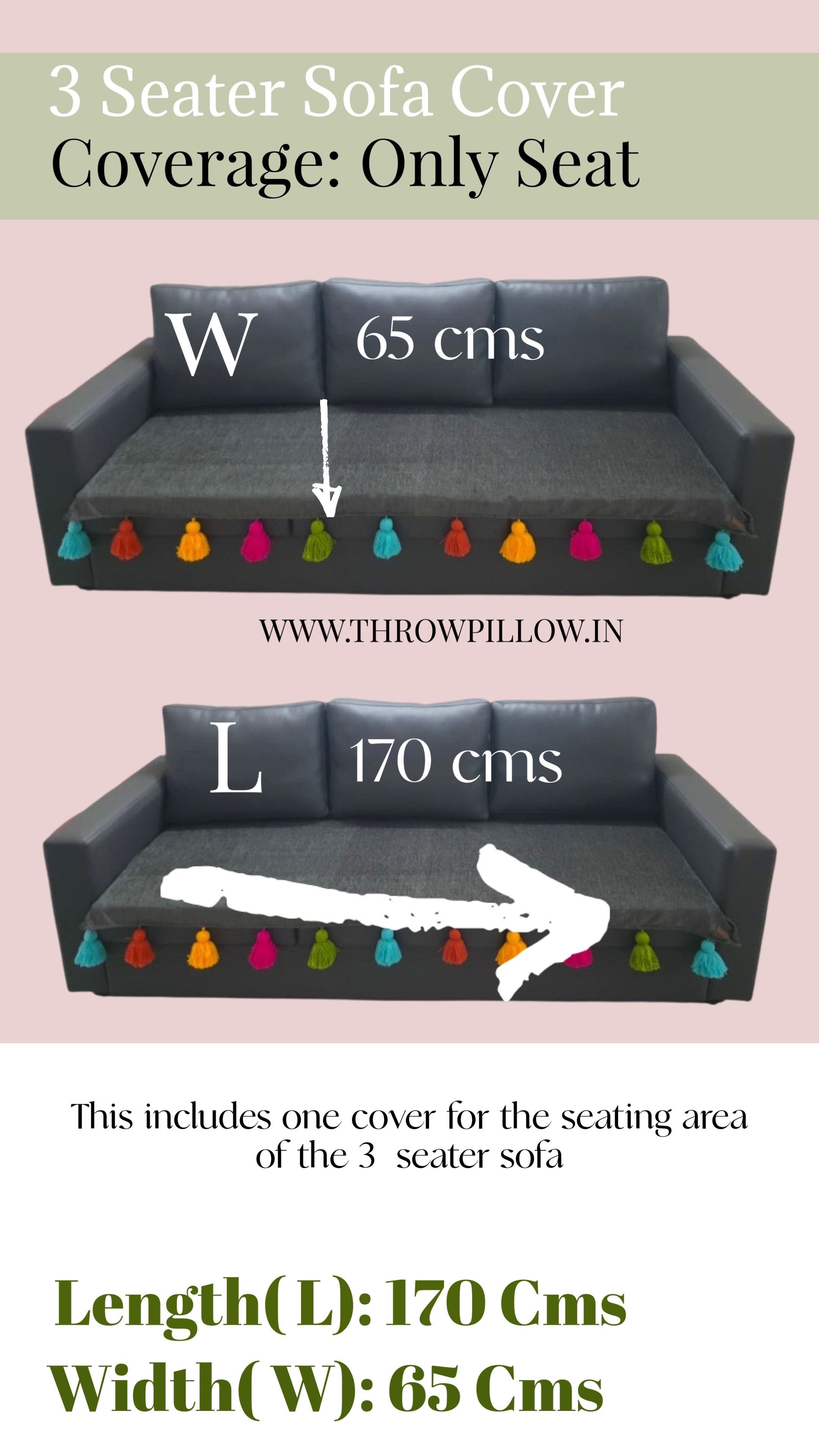 Pink Bohemian with Orange Tassels Sofa Cover