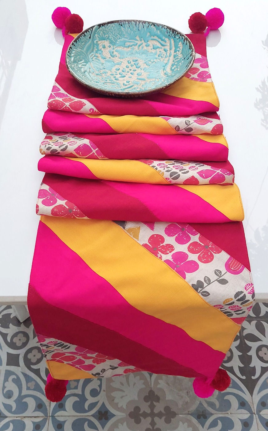 Thumbnail: Colorful Pom Pom Table Runner for Special Occasions