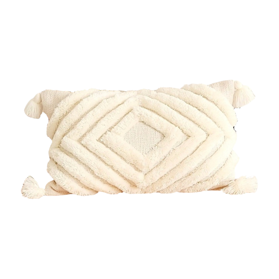 Neutral Diamond Delight Tassel Cushion Cover