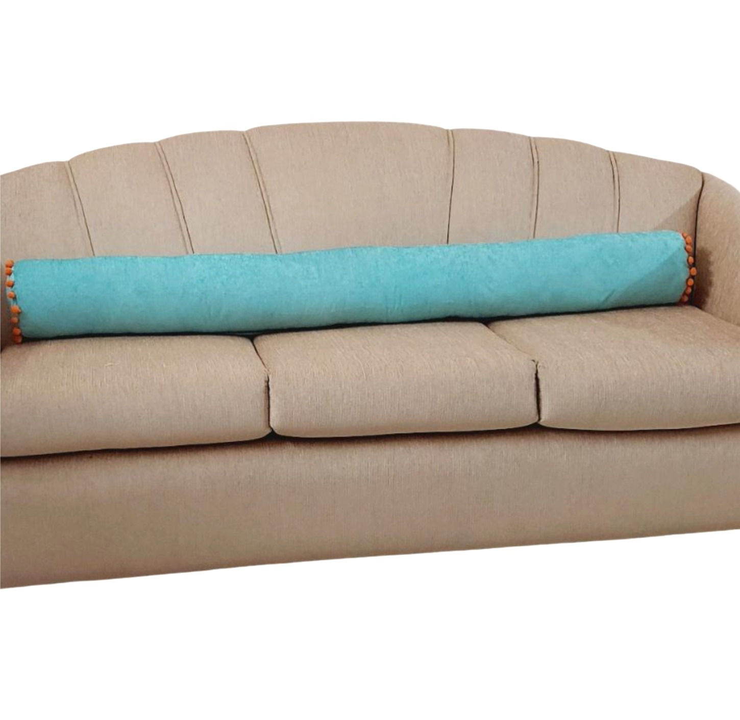Playful Orange Pom Pom Bolster Cover