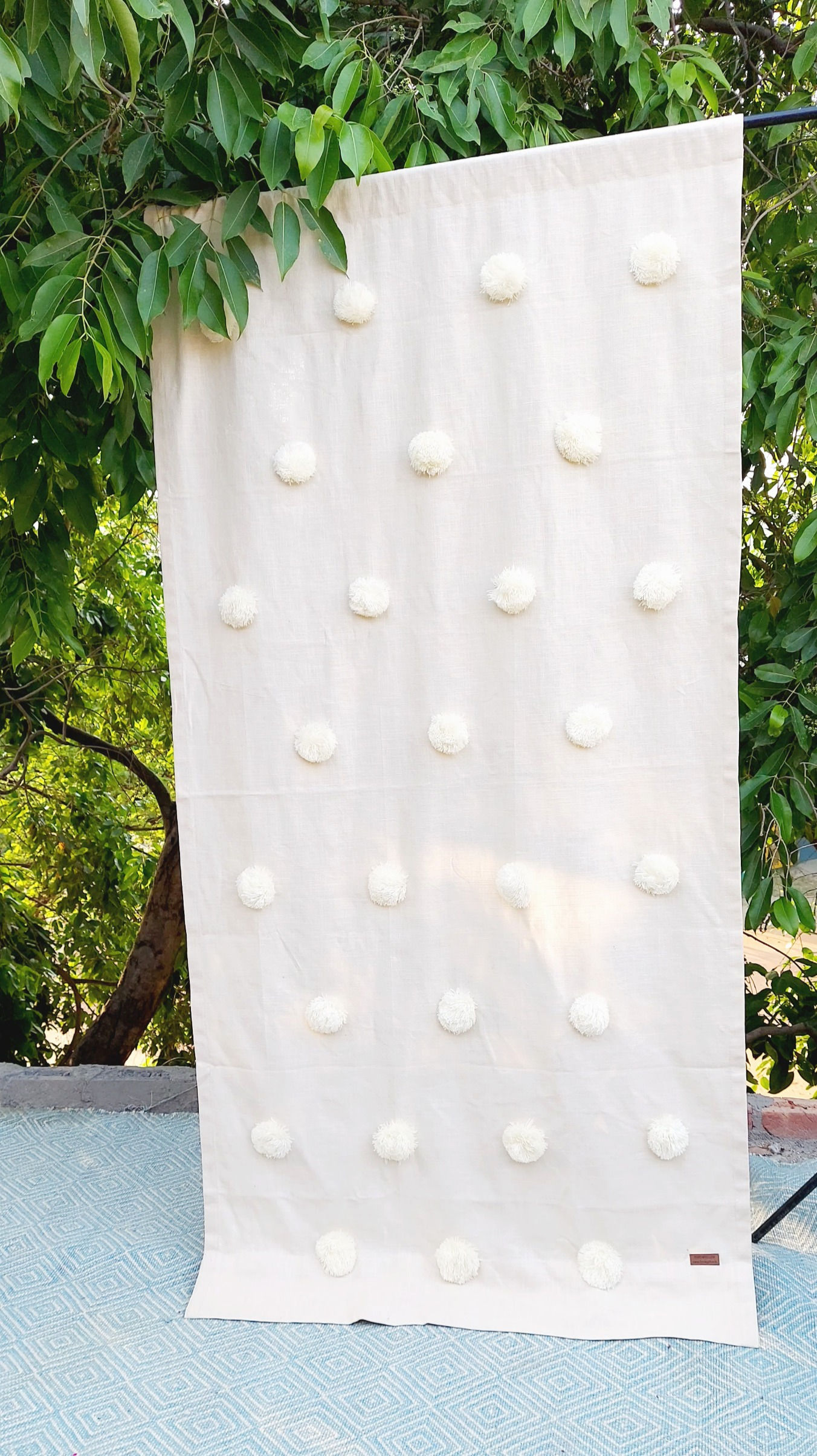 Neutral Big Pom Pom Curtains