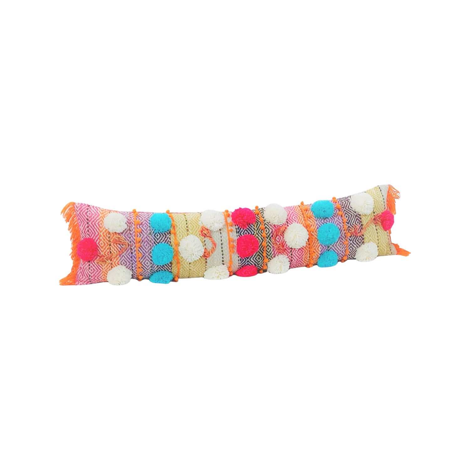Bohemian Extra Large Pom Pom Pillow for a Free-Spirited Vibe