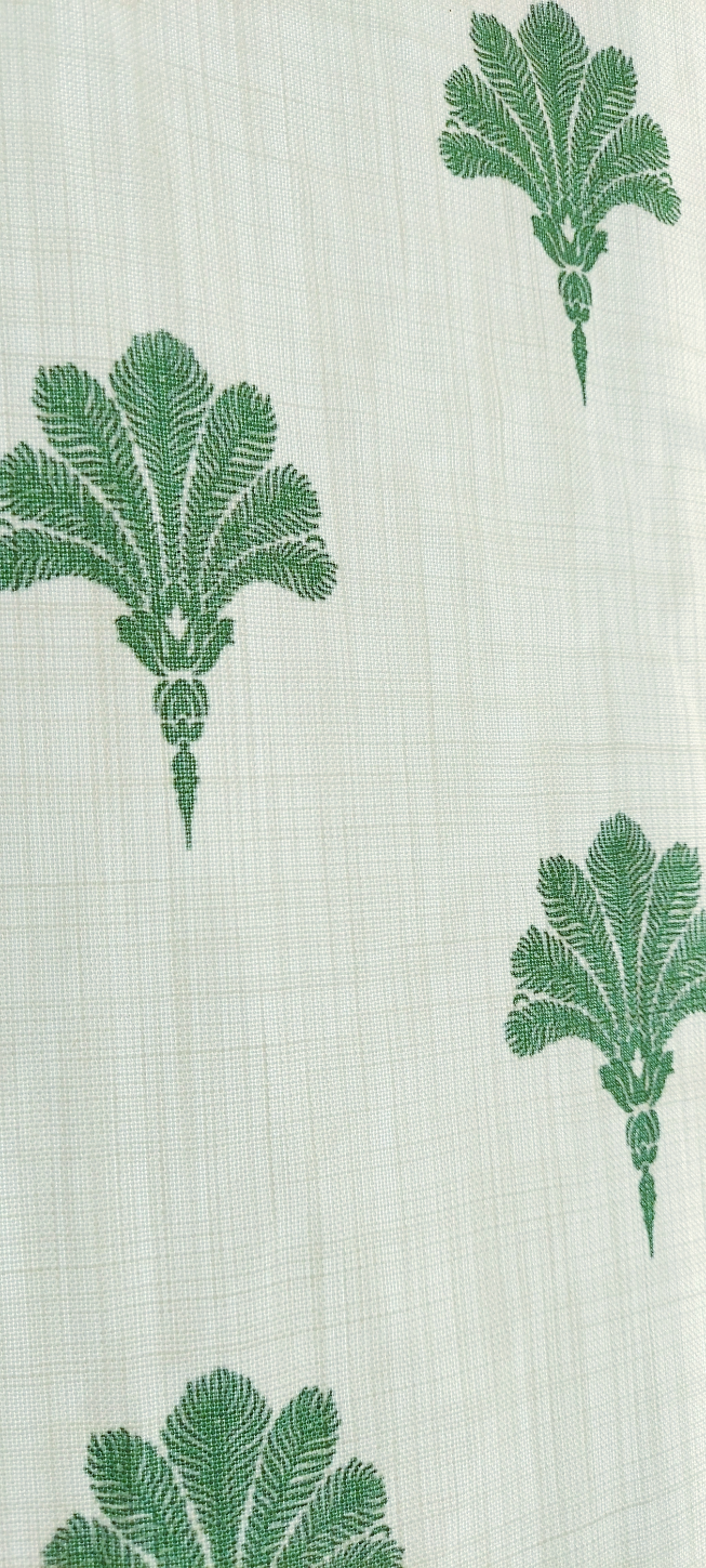 Miniatyrbild: Refresh your home decor with our Green Palm Trees Printed White Curtain