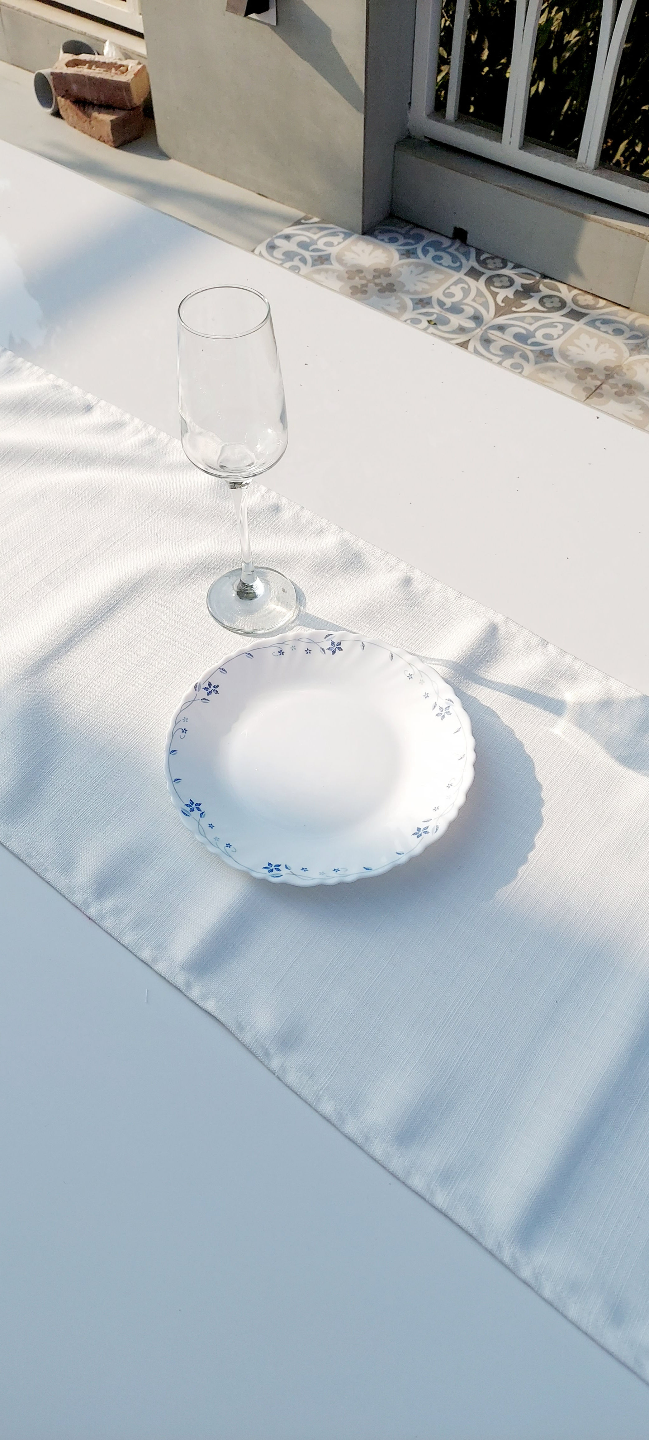 Multicolored table runner perfect for adding a pop of color to any dining room
