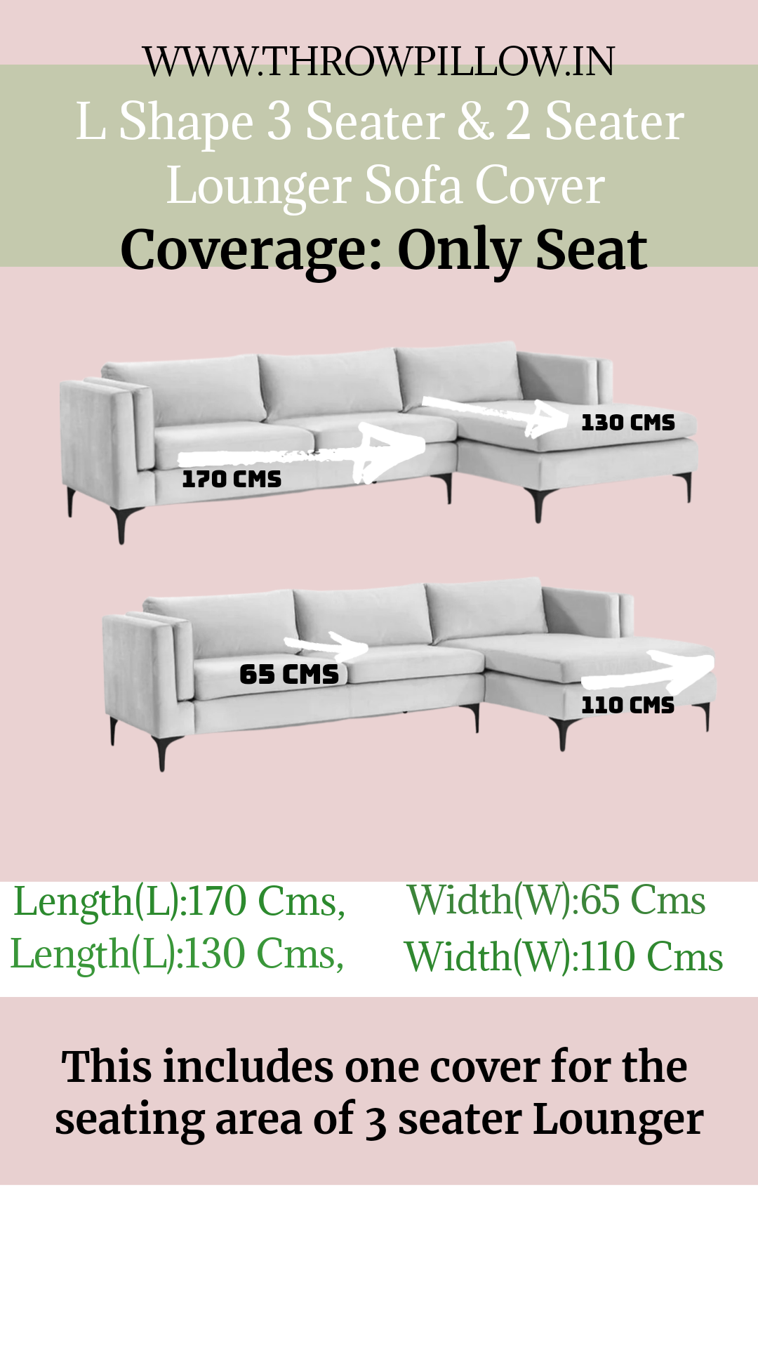 Luxe Neutral Chic Chevron Sectional L Shape Sofa Cover