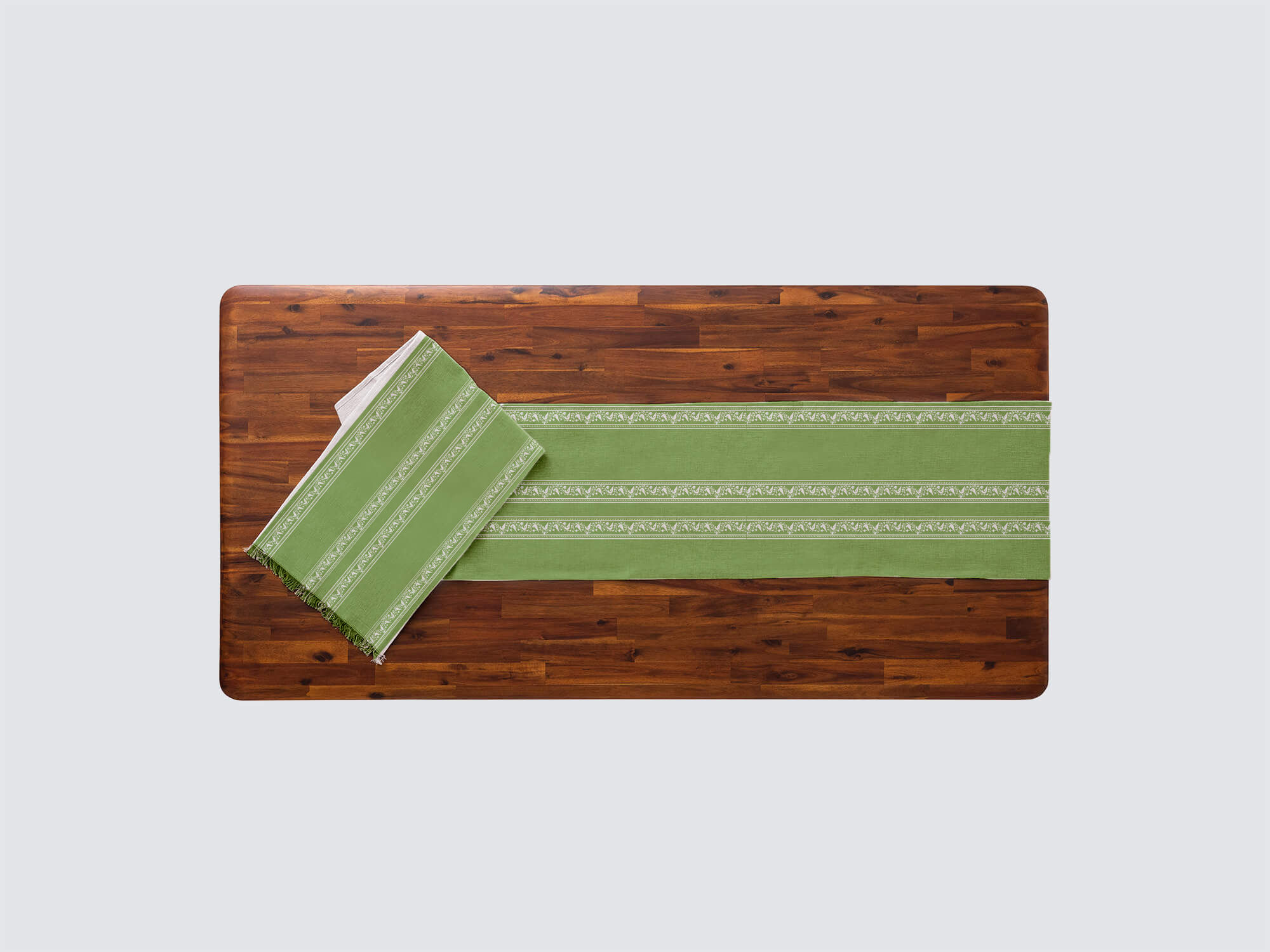 Nature-inspired table runner with charming bird print