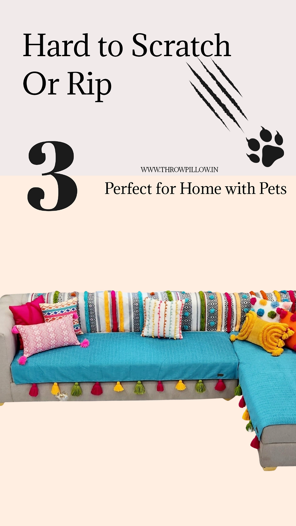 Thumbnail: Celurian Blue Bohemian With Multicolor Tassels Sectional L Shape Sofa Cover