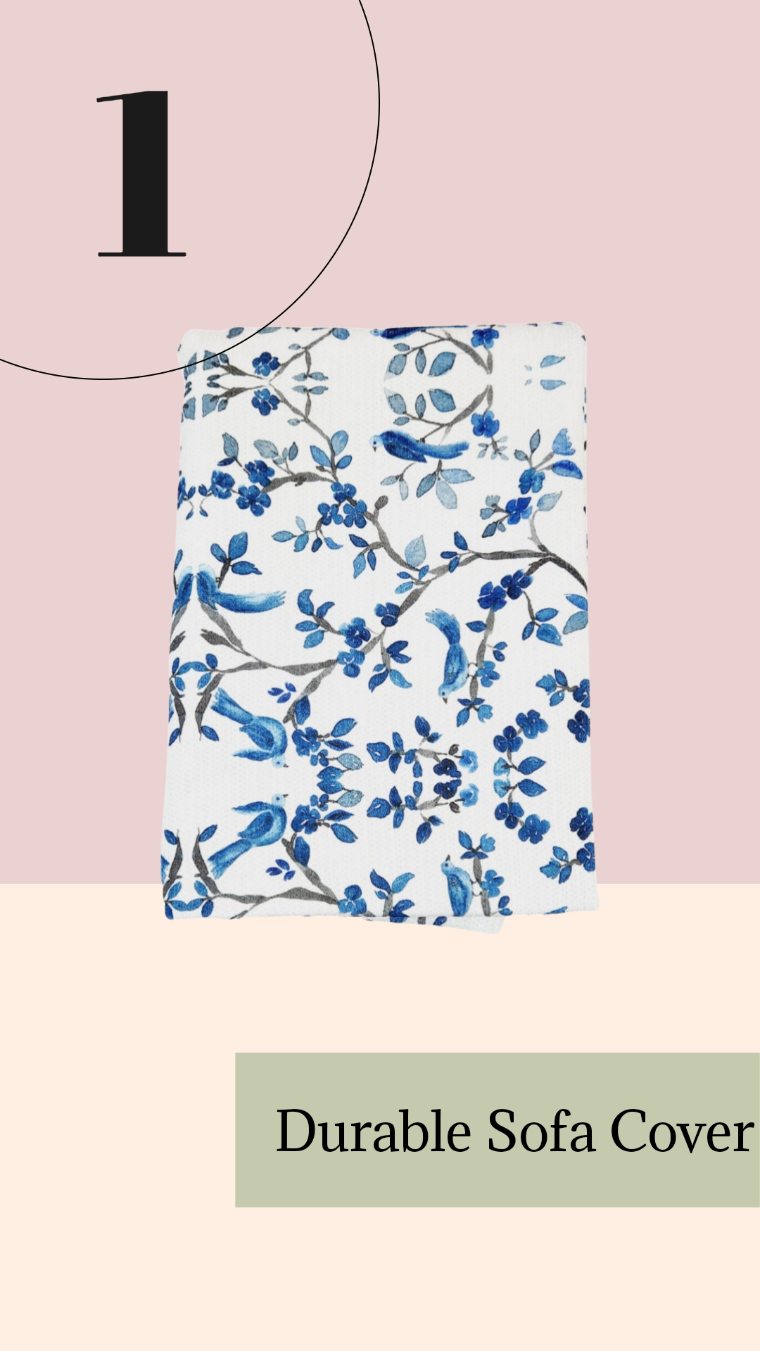 Luxe Chinnoisere Blue Bird Sectional L Shape Sofa Cover