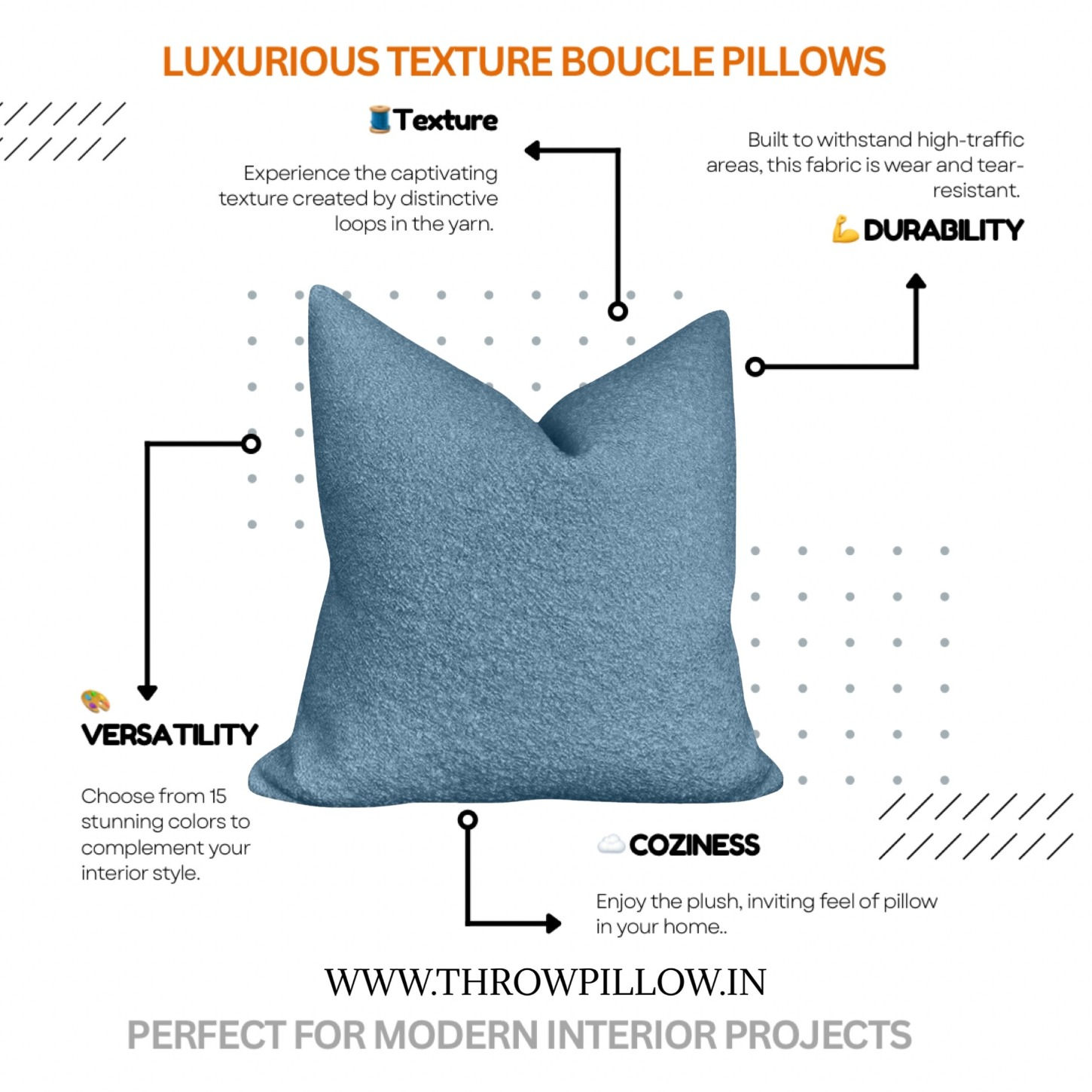 Serenity Slate Blue Boucle Cushion Cover