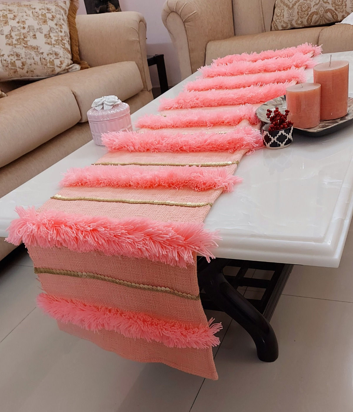 Colorful Embroidered Table Runner for Dining or Living Room