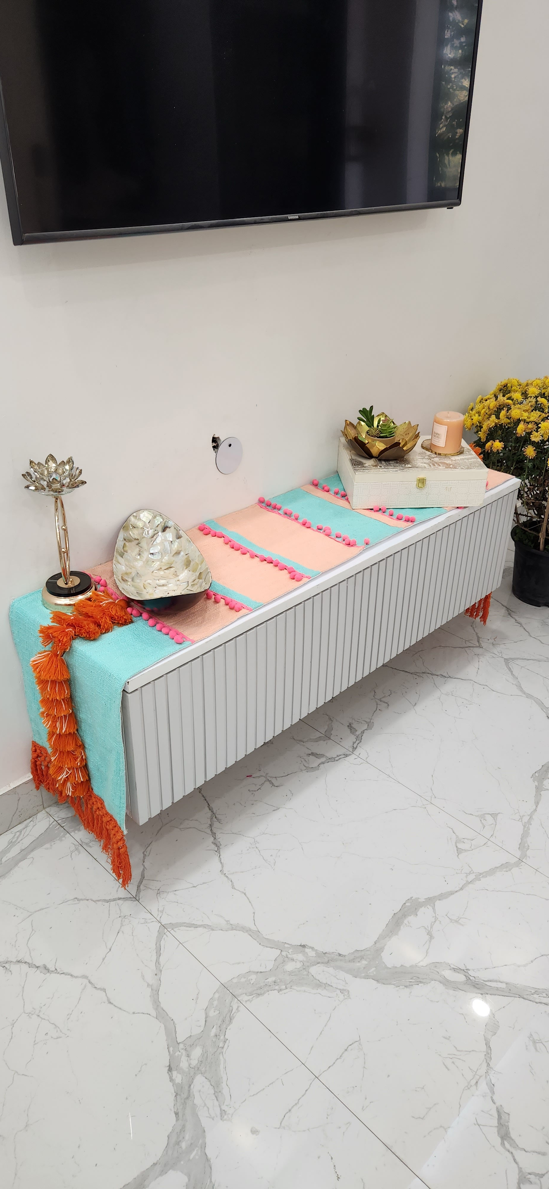 Boho Savannah TV Console Unit Runner/ TV Cabinet Cover Diwali Festival Decor