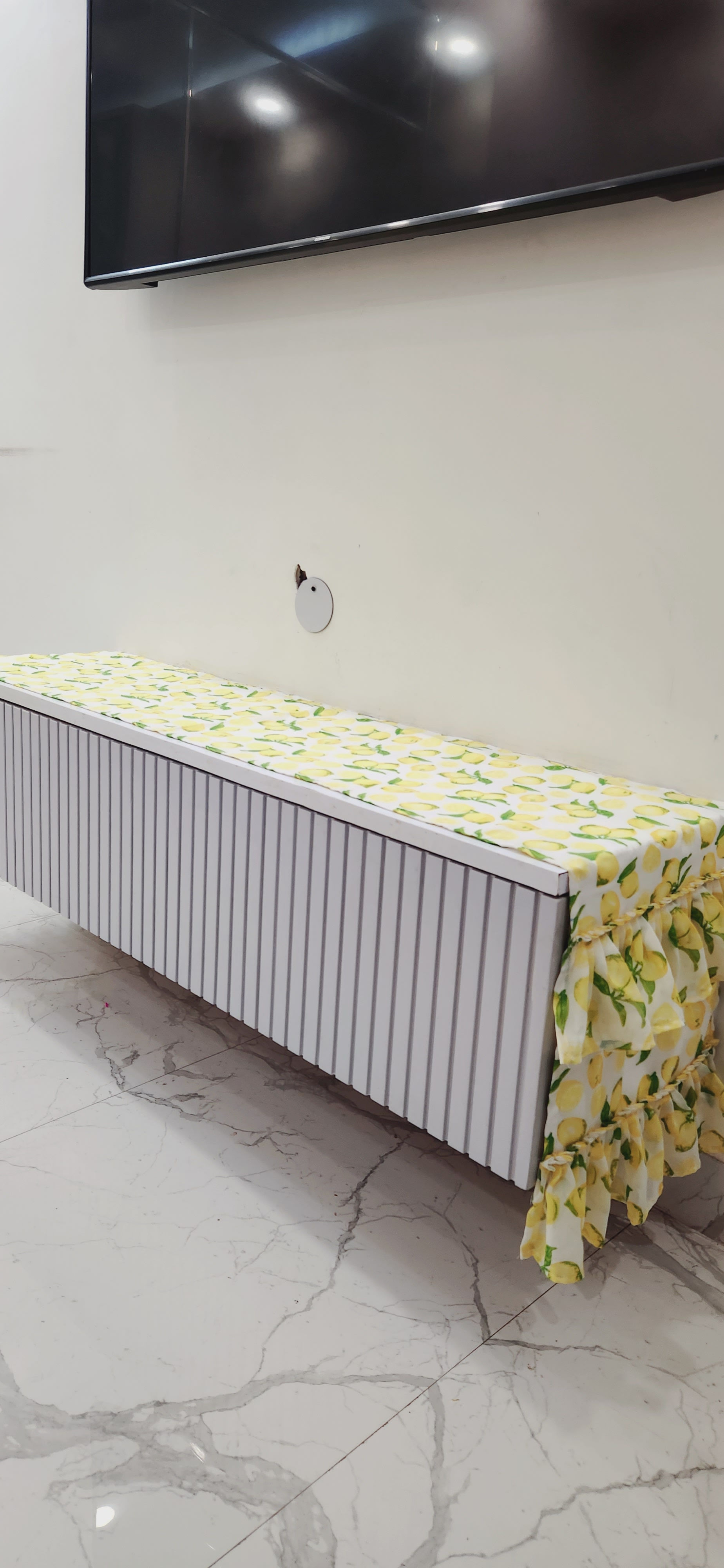 Lemon Ruffle TV Console Unit Runner/ TV Cabinet Cover Diwali Festival Decor