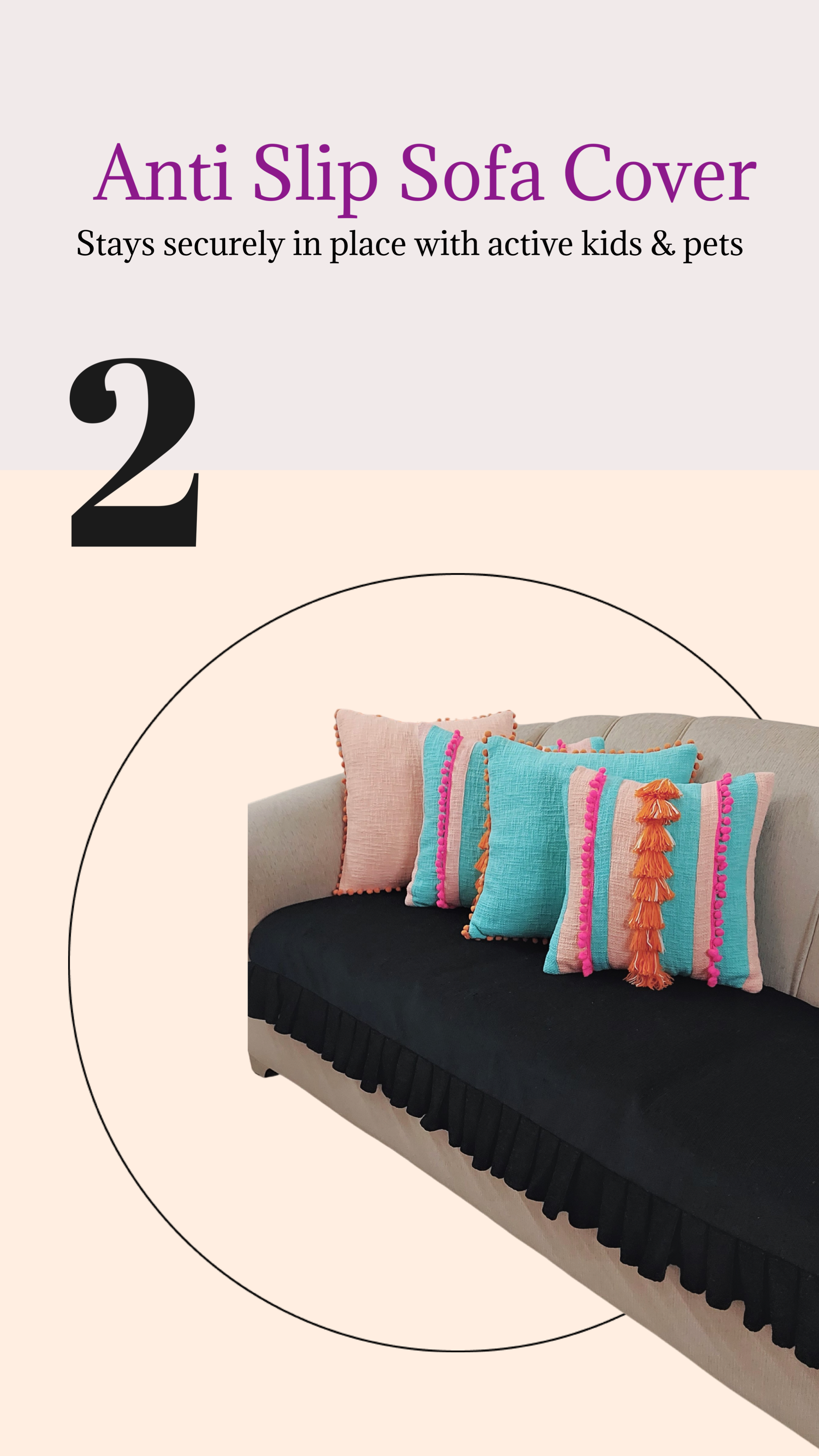 Premium Black Box Pleated Sofa Cover