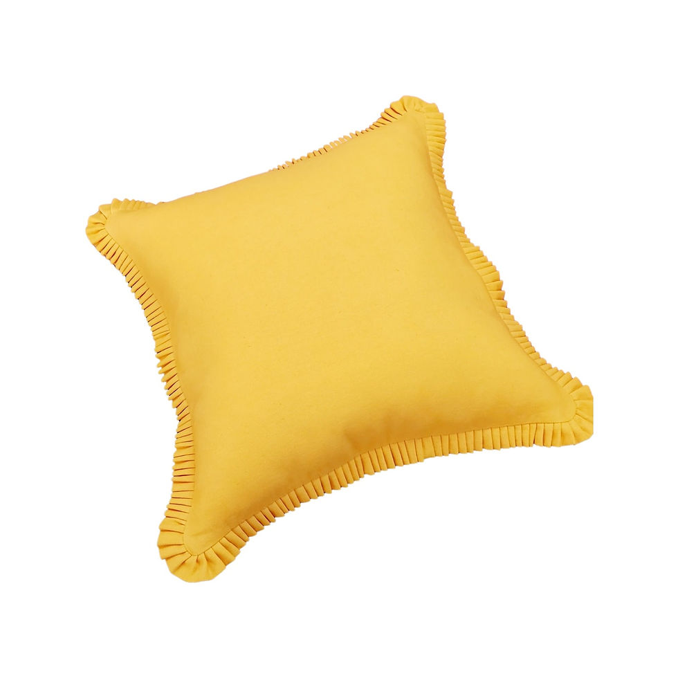 Miniaturebillede: Mustard Yellow Pleated Trim Cushion Cover