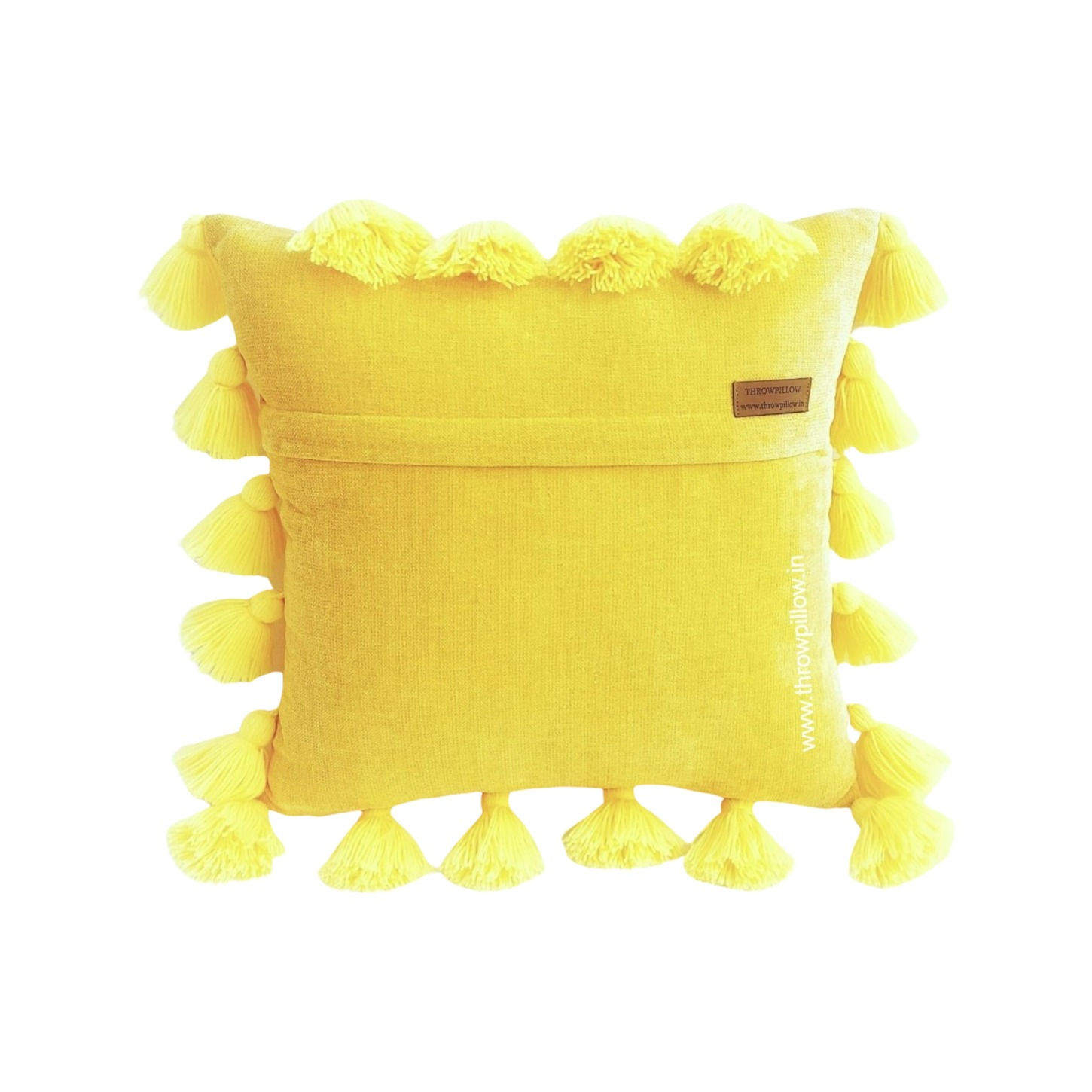Decorative pillow cover with playful tassels