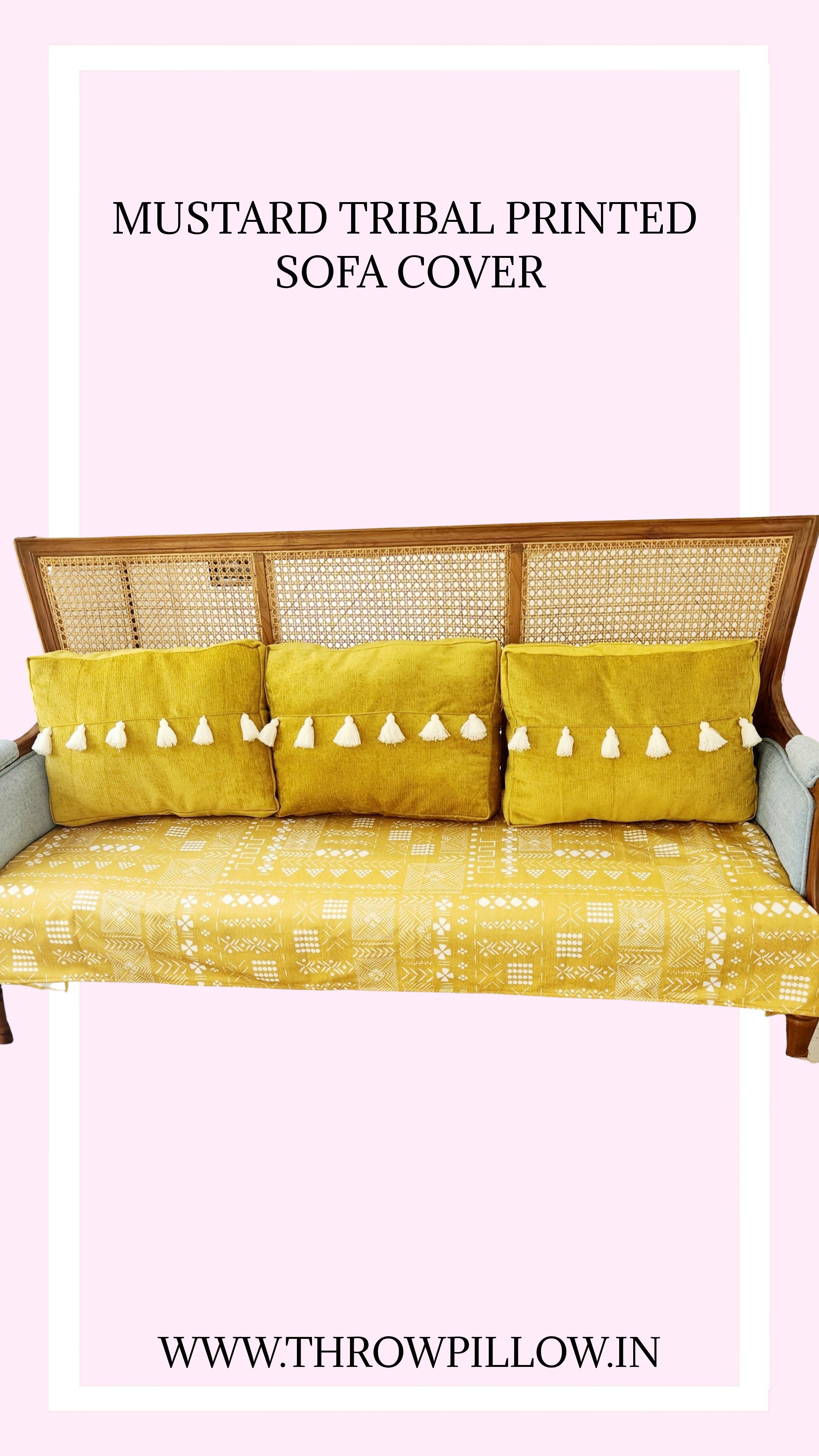 Luxe Mustard Gold Tribal Printed Sofa Cover