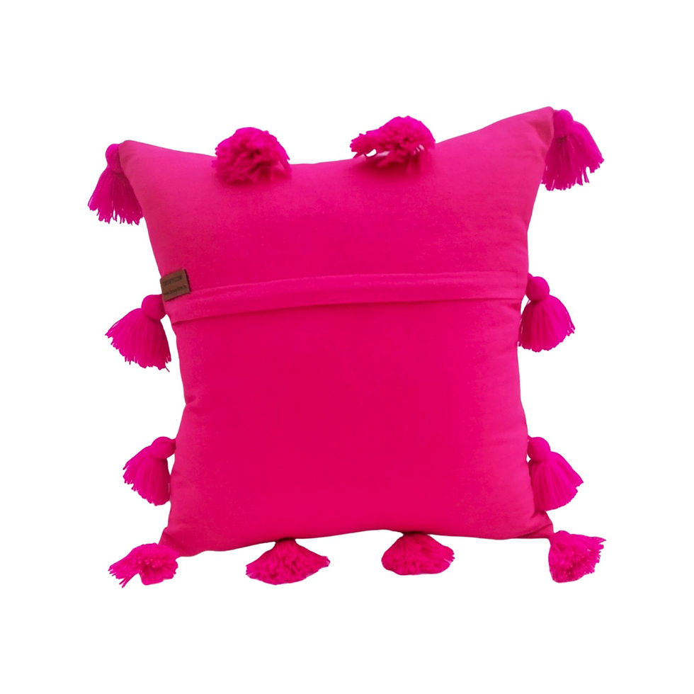 Pikkukuva: Add a touch of bohemian charm to your decor with our Hot Pink Solid Cotton Cushion