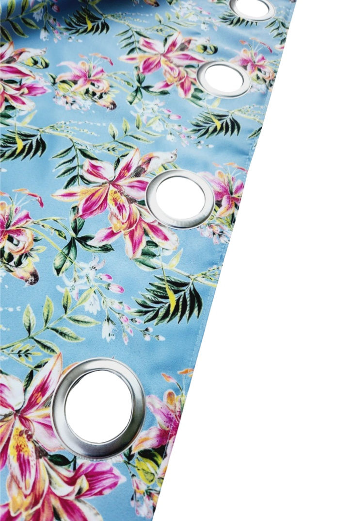 Thumbnail: Custom-made Blooming Tales Powder Blue Curtain