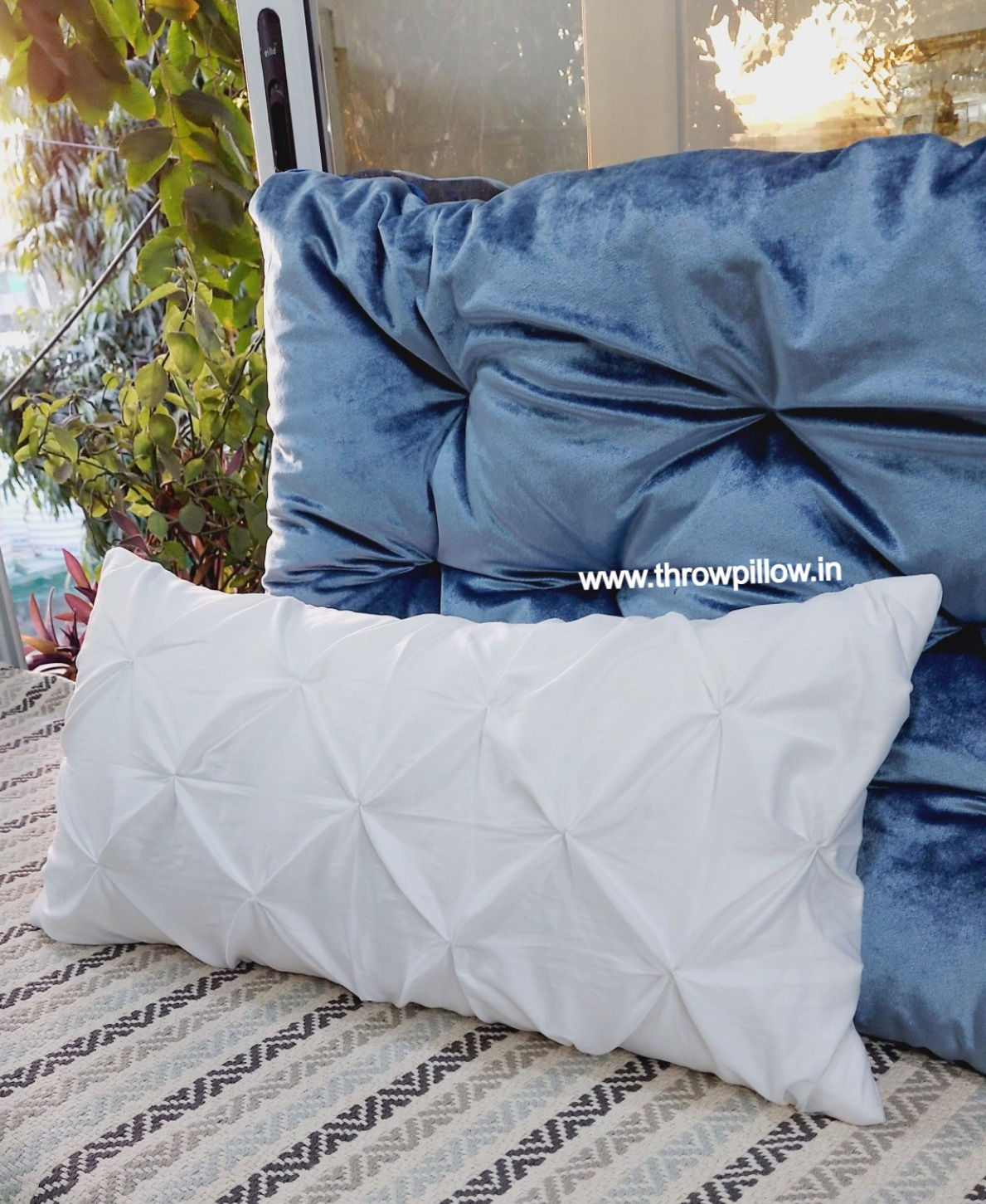White Rectangular Pintuck Cushion Cover