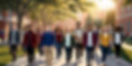 group of students walking on campus