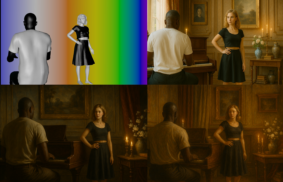 Powering Composition and Production Design with 3D tools and AI