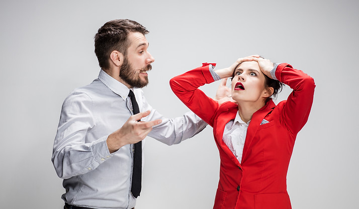 The business man and woman conflicting o