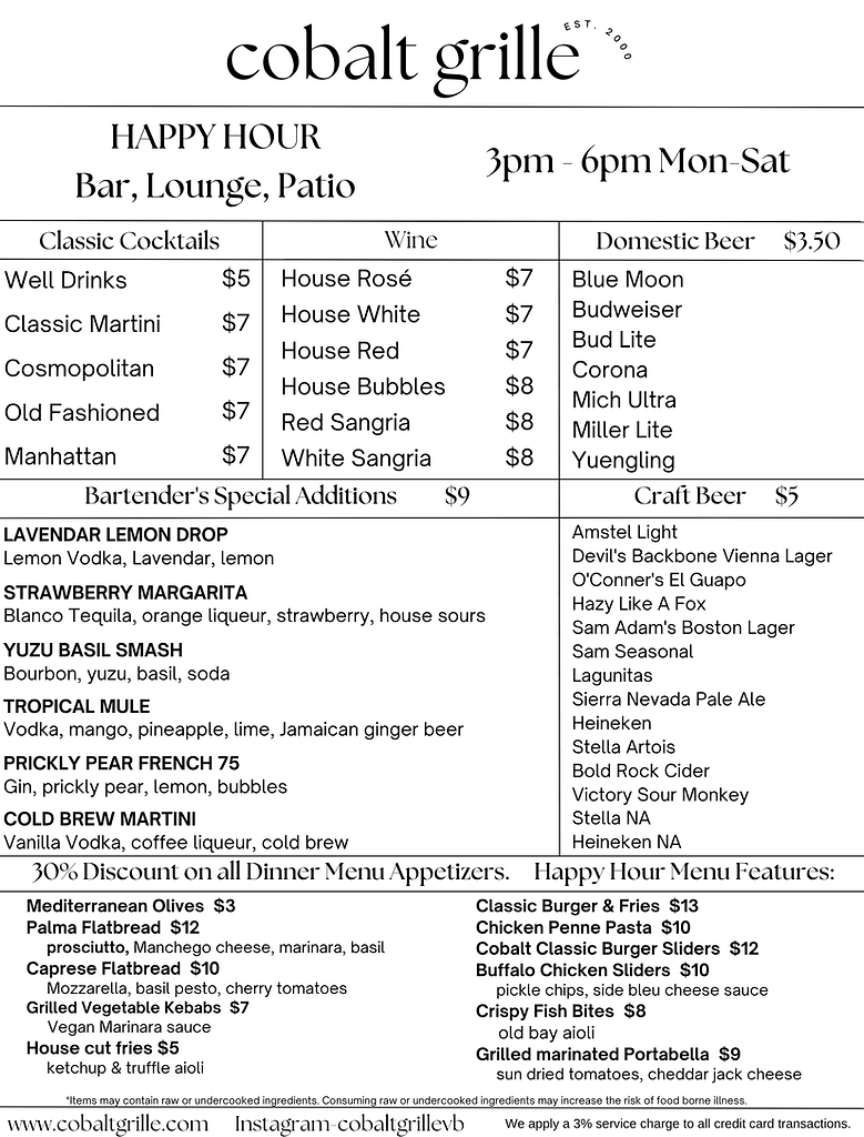 happy hour menu cobalt grille virginia beach