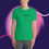 Thumbnail: Man wearing a green Short-Sleeve Unisex T-Shirt with black printed text on it.