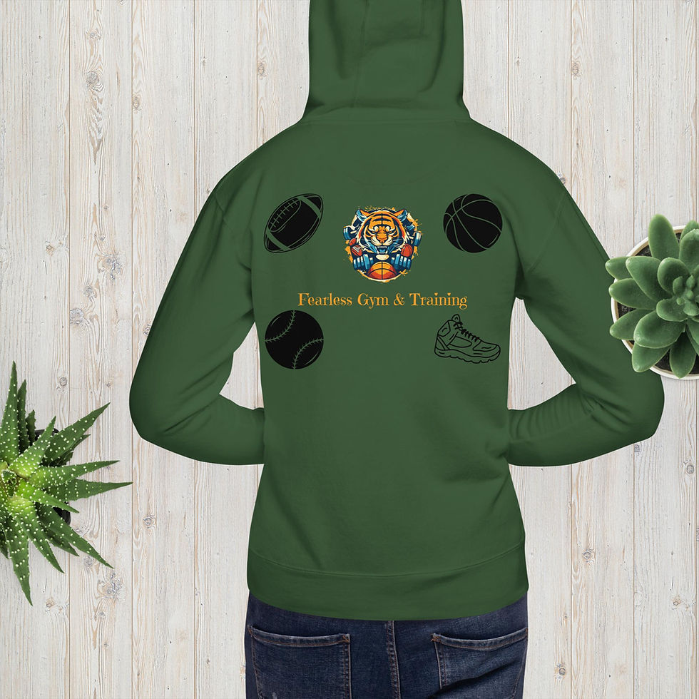 Thumbnail: Green hoodie displaying various sports icons and text 